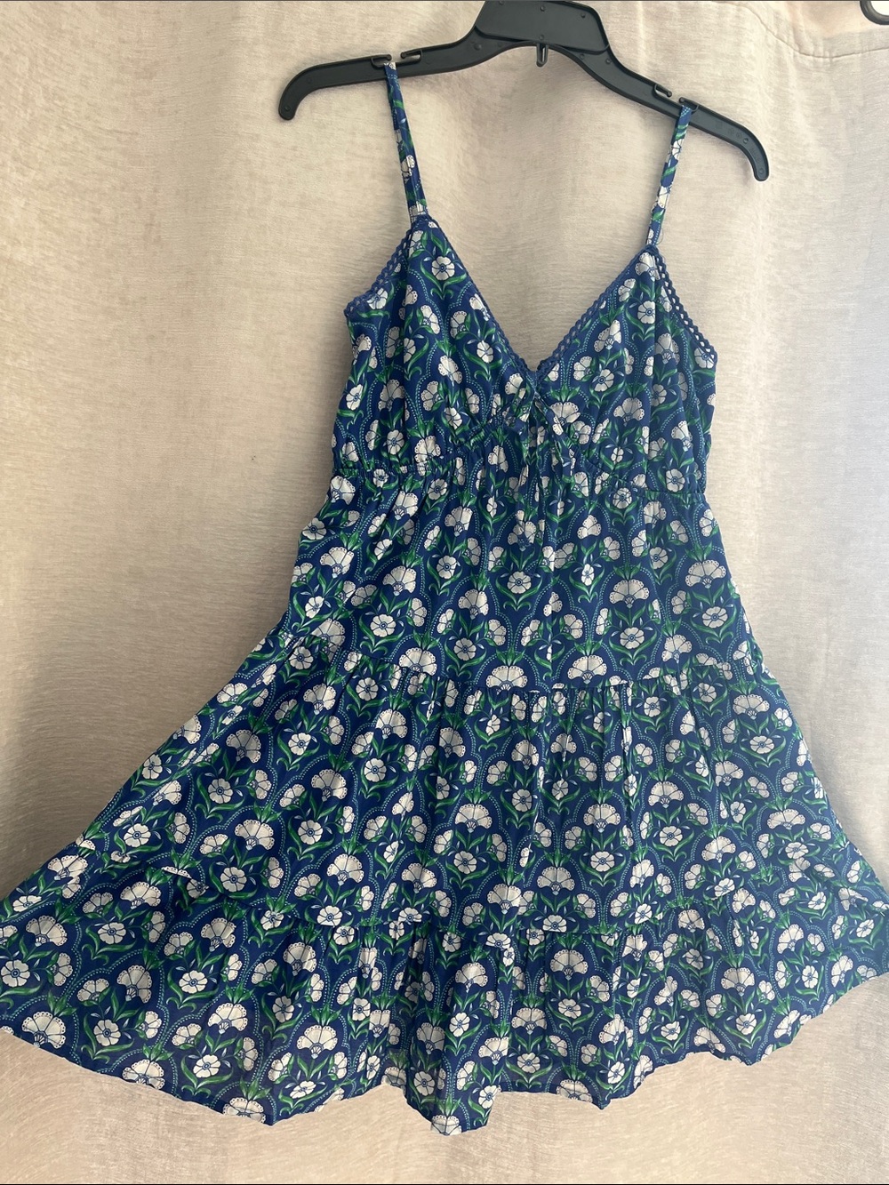 Japna Blue Floral Spaghetti-Strap Mini Dress